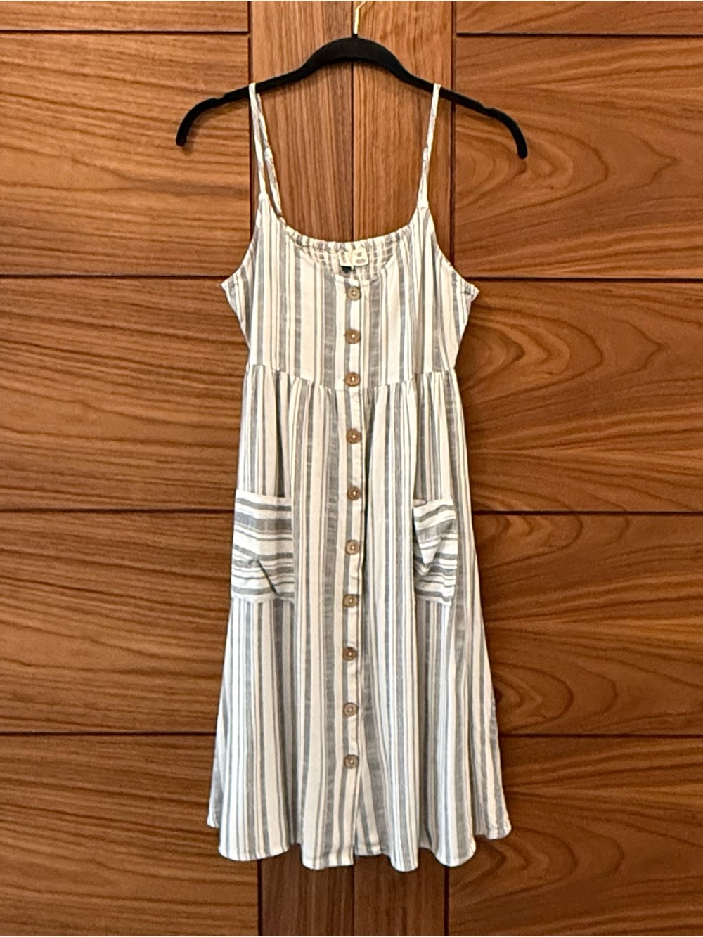 Roxy Striped Button-Front Midi Sundress in Blue & White Small